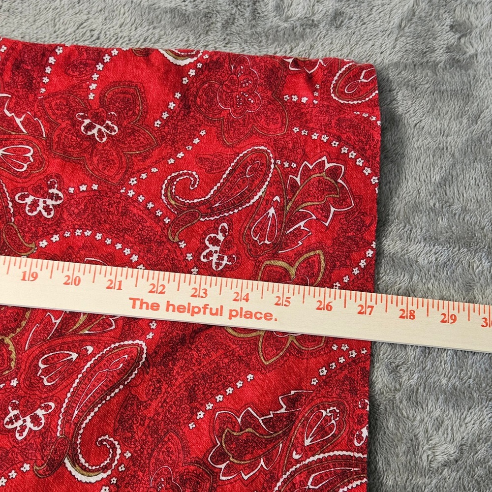 VTG Erika Red Paisley Linen Blend Button Front Top Short Sleeve Plus Size 2X - Picture 3 of 5